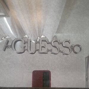 GUESS Silver Mirrored Logo Wall Accent